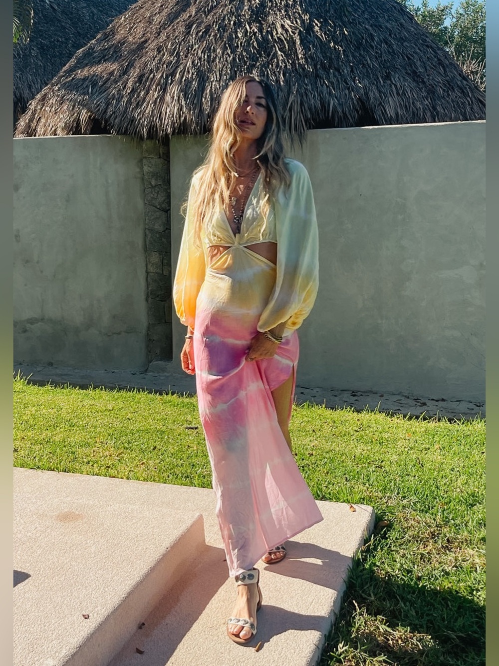 Jen's Pirate Booty Pastel Tie-Dye Rio Sonora Maxi Dress Pink, Yellow 🌸 XS - Picture 2 of 7
